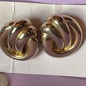 Vintage Gold-Tone Swirl Clip Earrings
